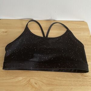 Women’s Large Zyia Sports Bra Black Multicolored Specks